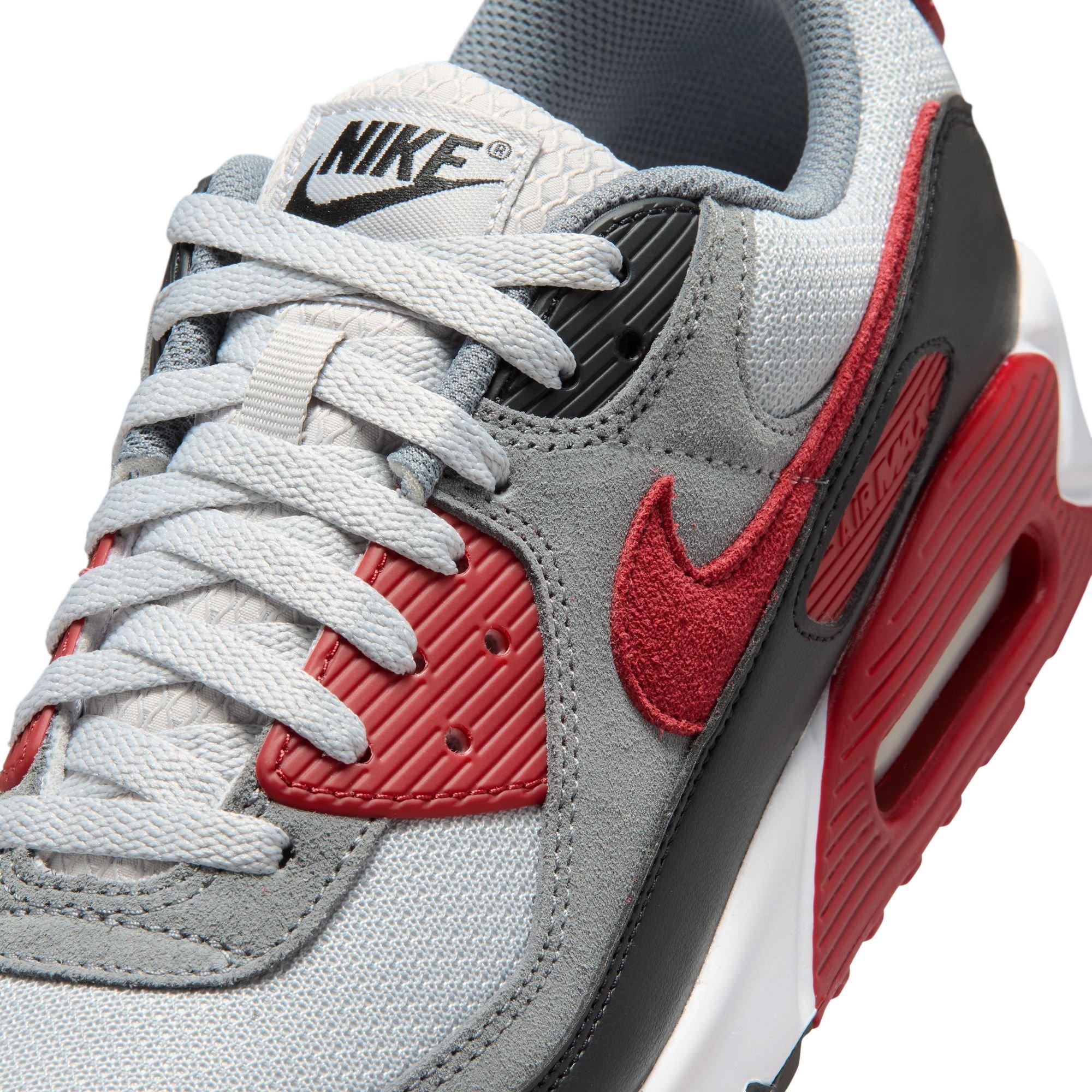 Nike Air Max 90 "Grey Fog/Tough Red/Smoke Grey/Black" Men's Shoe - GREY/RED/BLACK