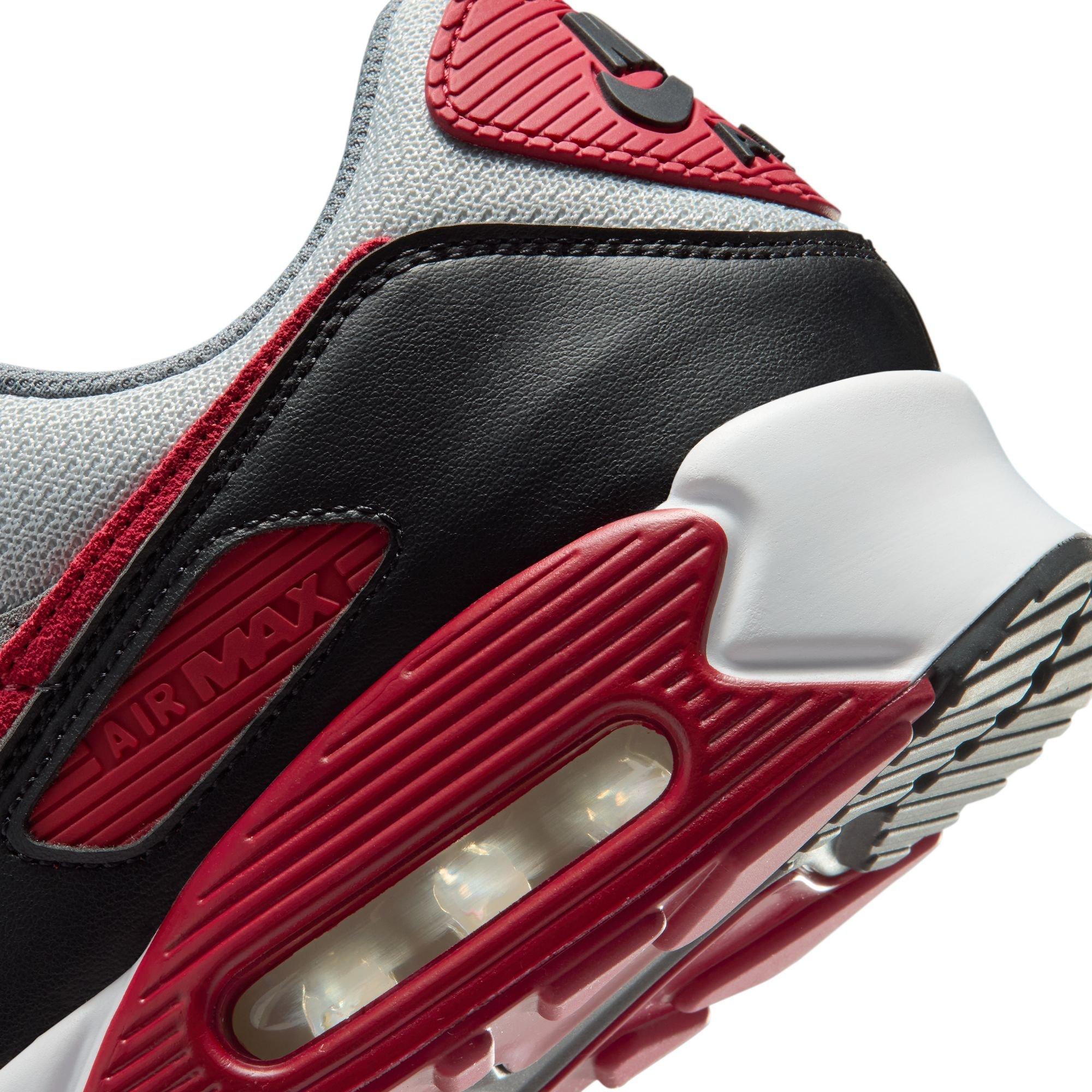 Nike Air Max 90 "Grey Fog/Tough Red/Smoke Grey/Black" Men's Shoe - GREY/RED/BLACK