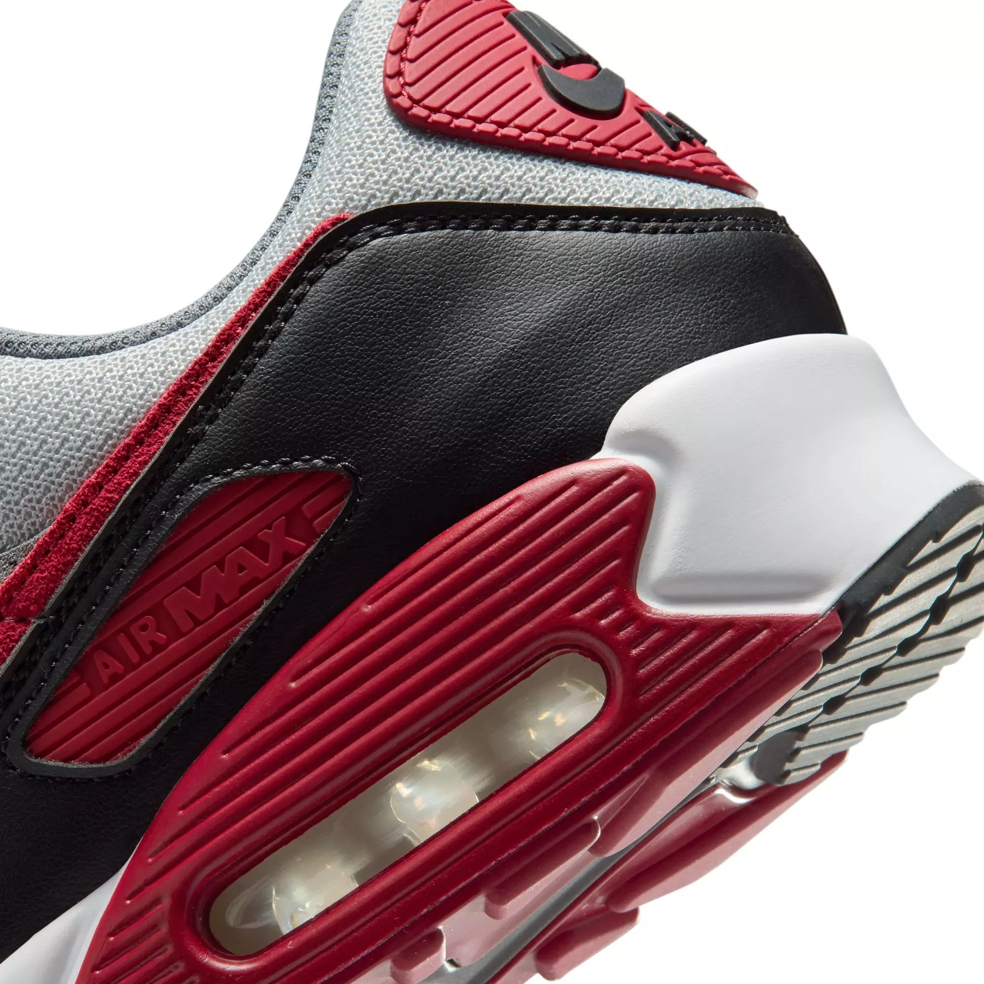 Nike Air Max 90 "Grey Fog/Tough Red/Smoke Grey/Black" Men's Shoe - GREY/RED/BLACK