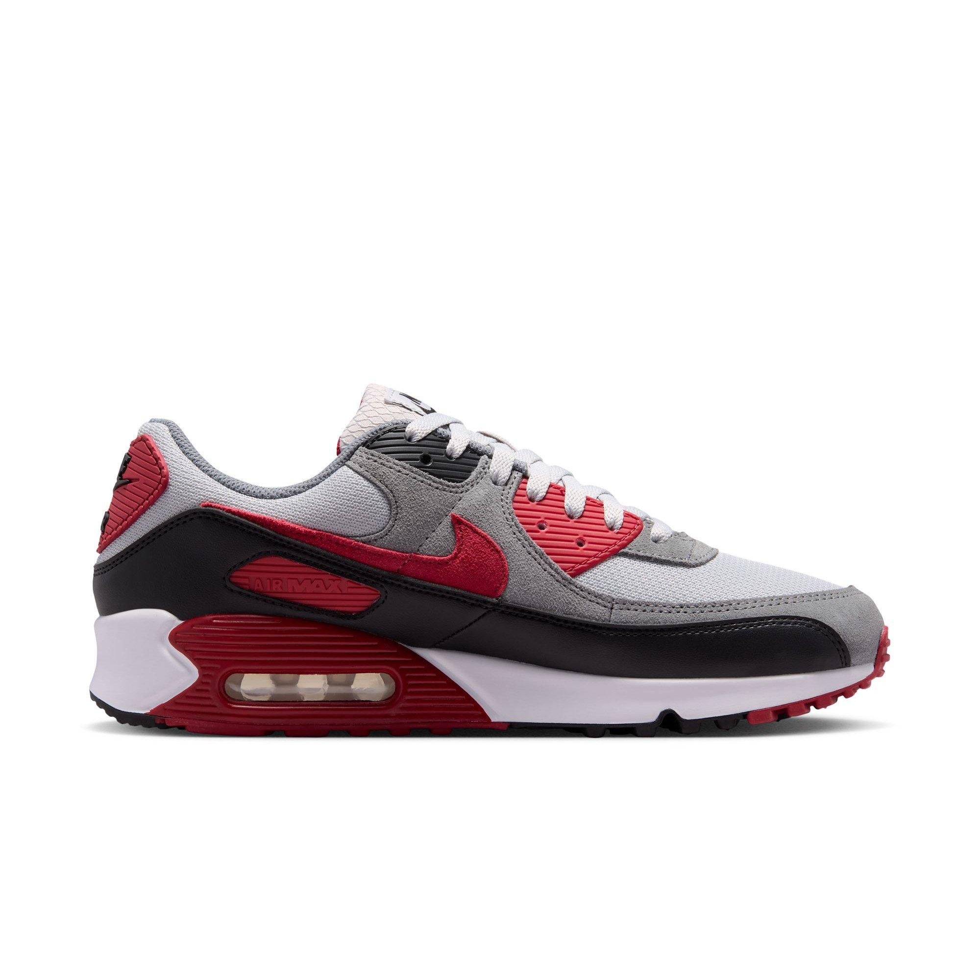 Nike Air Max 90 "Grey Fog/Tough Red/Smoke Grey/Black" Men's Shoe - GREY/RED/BLACK