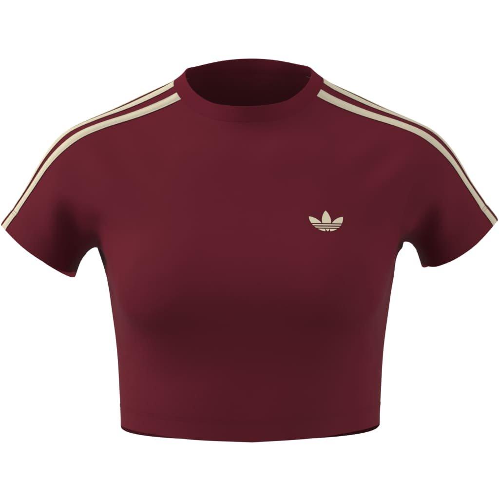 adidas Women's Red & Warm Vanilla Baby Tee - RED/KHAKI Thumbnail View 1