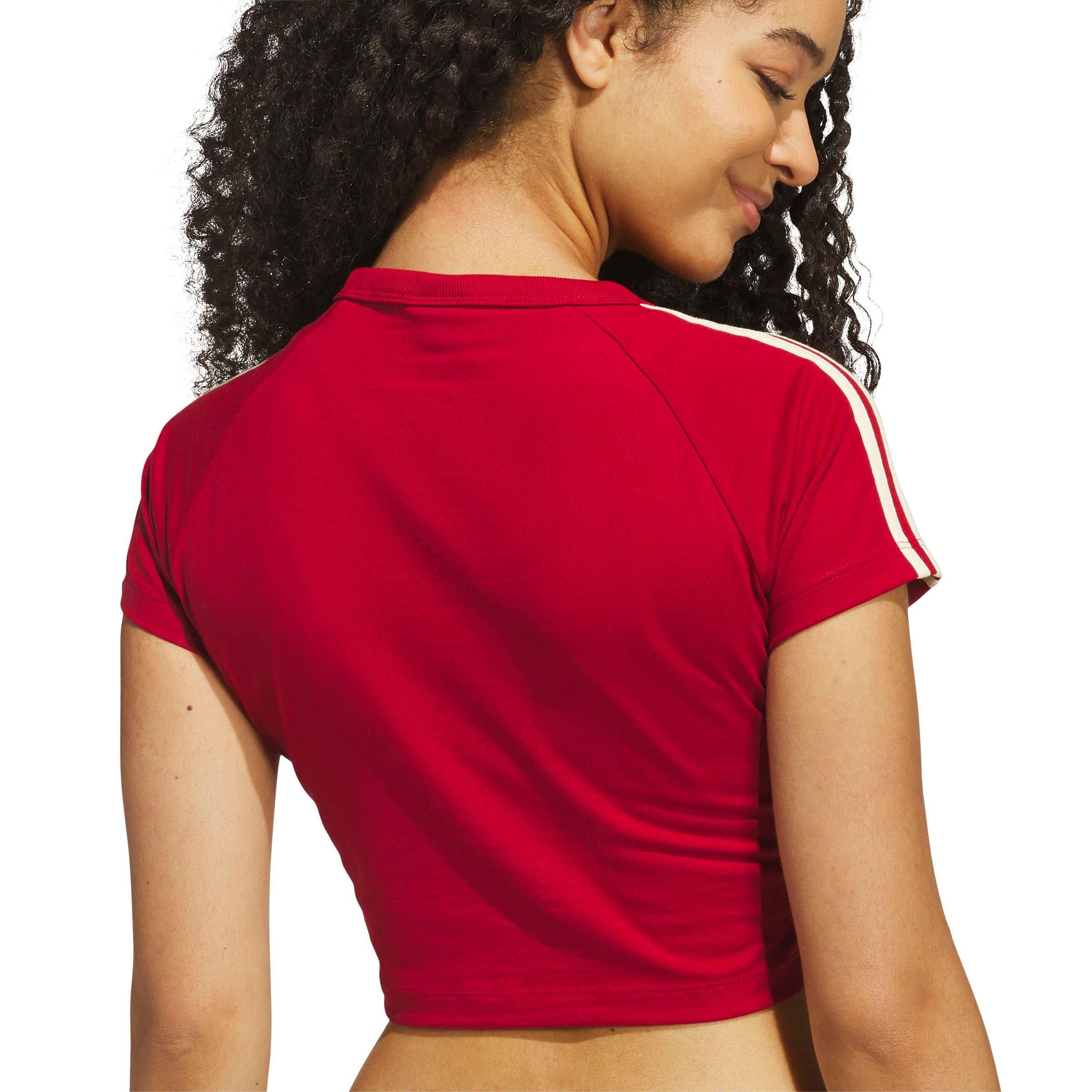adidas Women's Red & Warm Vanilla Baby Tee - RED/KHAKI