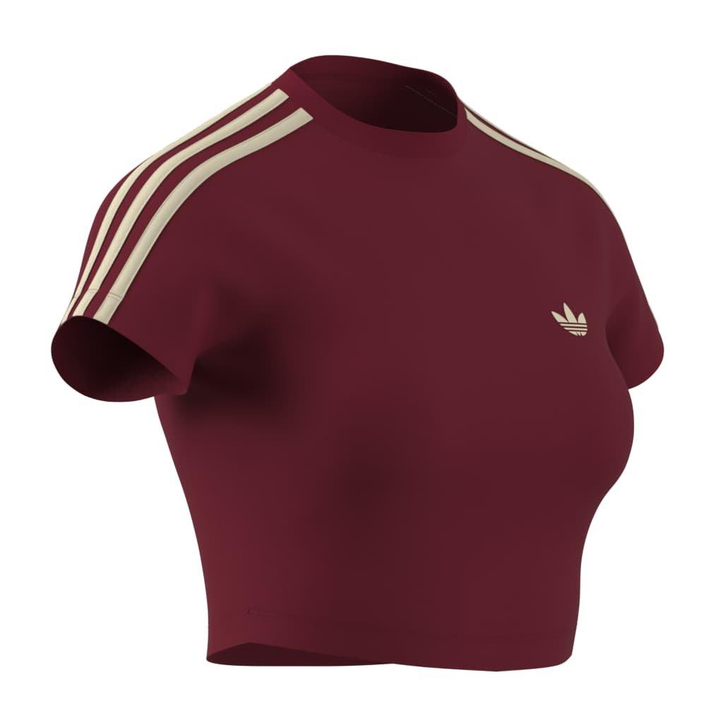 adidas Women's Red & Warm Vanilla Baby Tee - RED/KHAKI Thumbnail View 3