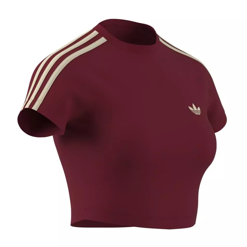 adidas Women's Red & Warm Vanilla Baby Tee - RED/KHAKI
