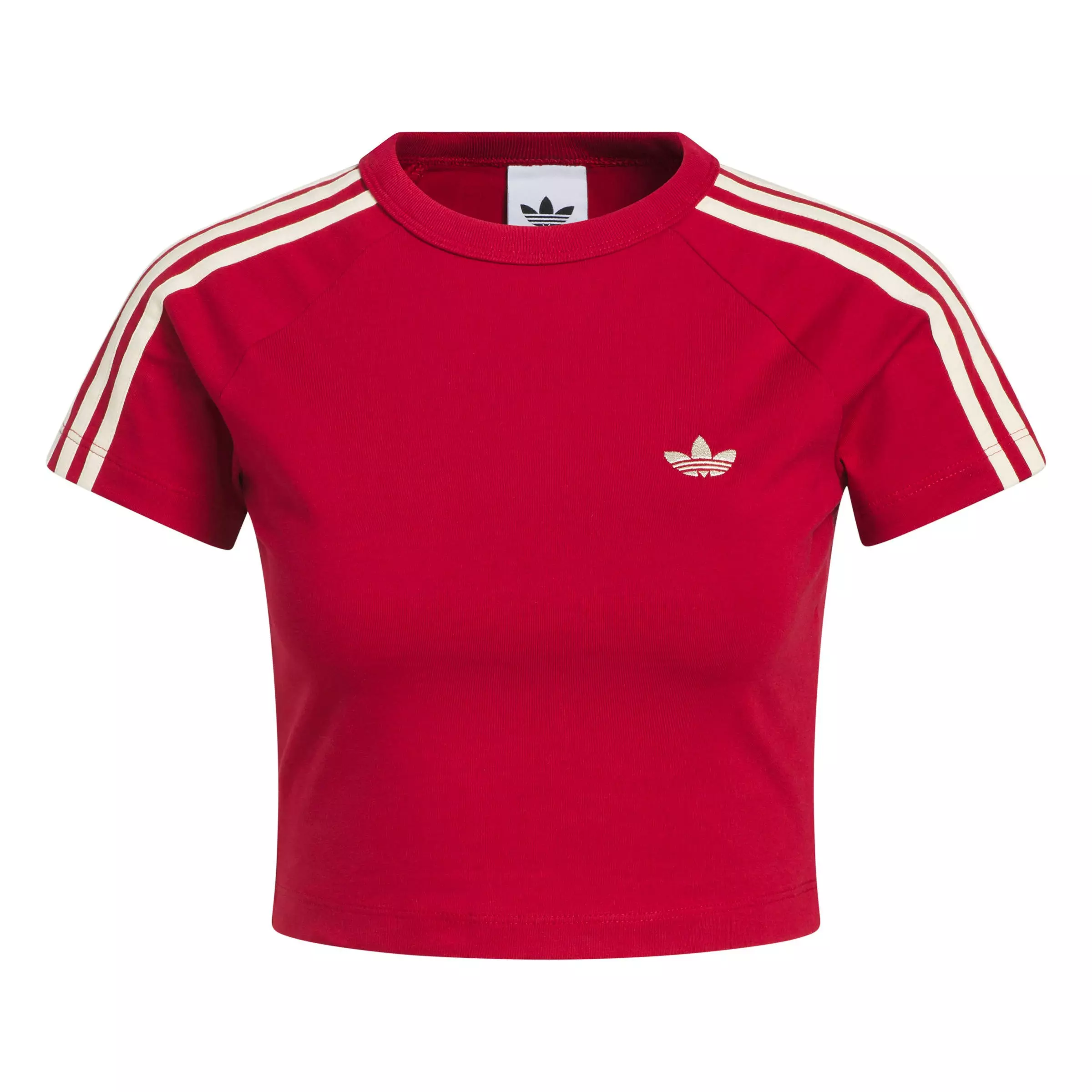 adidas Women's Red & Warm Vanilla Baby Tee - RED/KHAKI