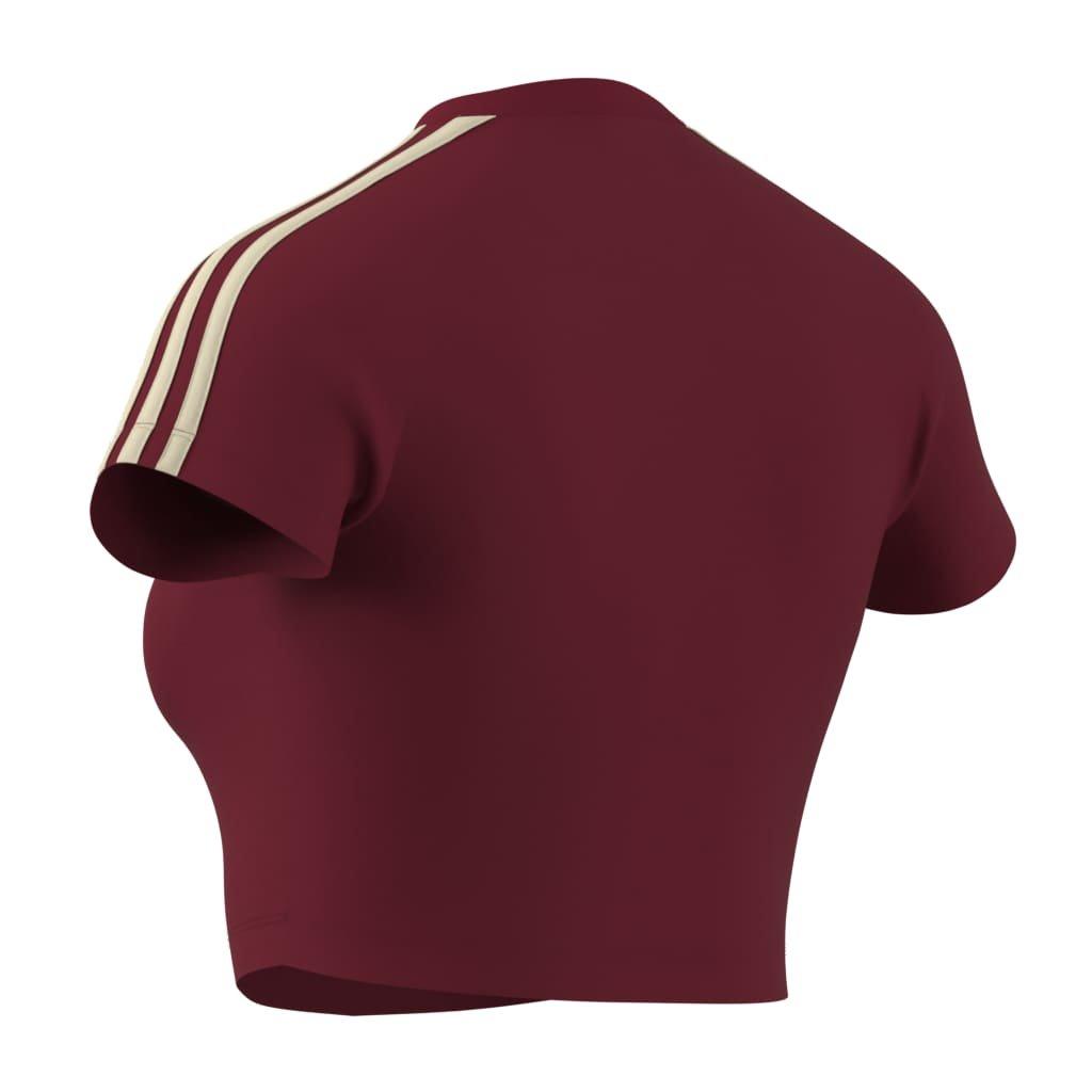 adidas Women's Red & Warm Vanilla Baby Tee - RED/KHAKI Thumbnail View 6