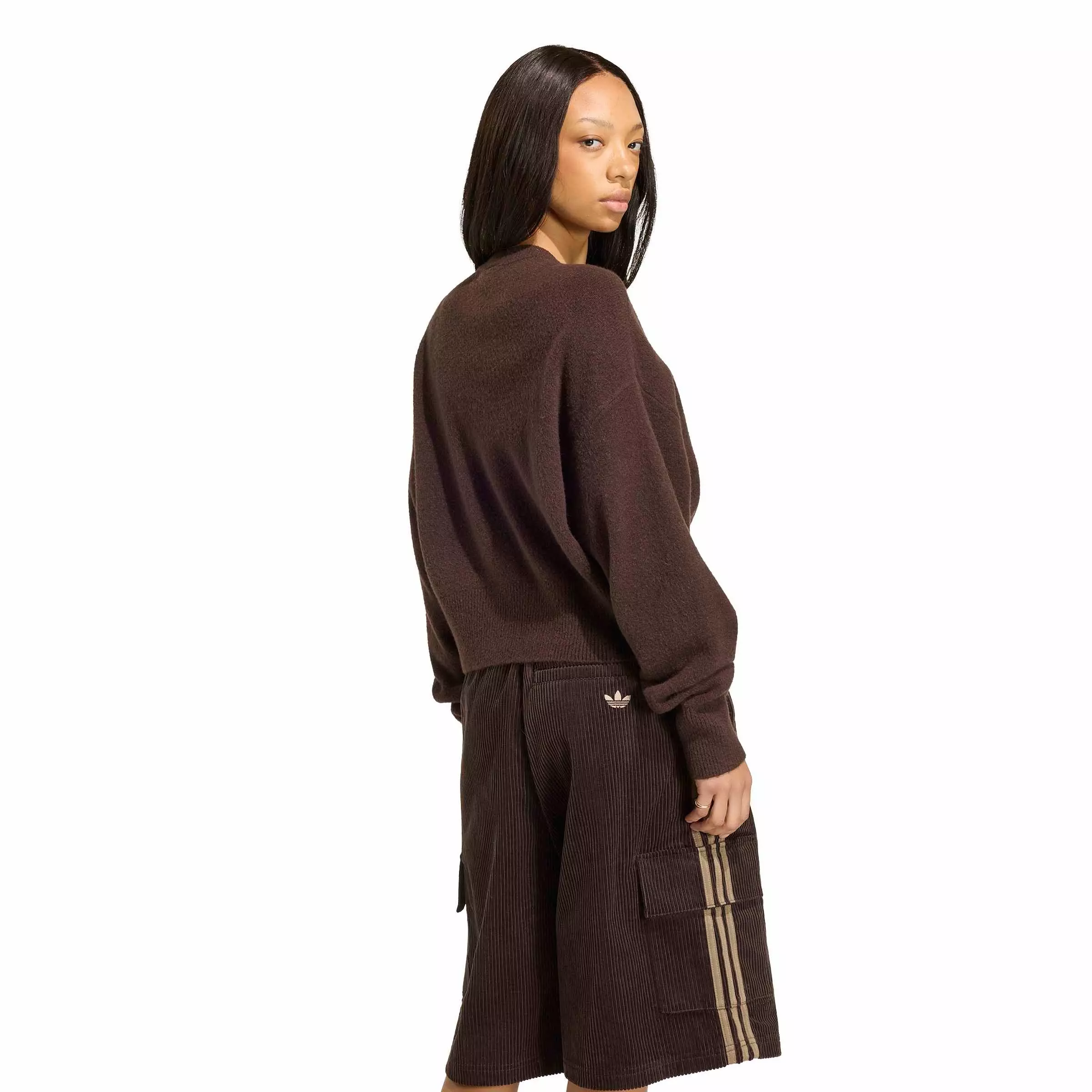 adidas Originals Women's Essentials Knit Cardigan - DK BROWN