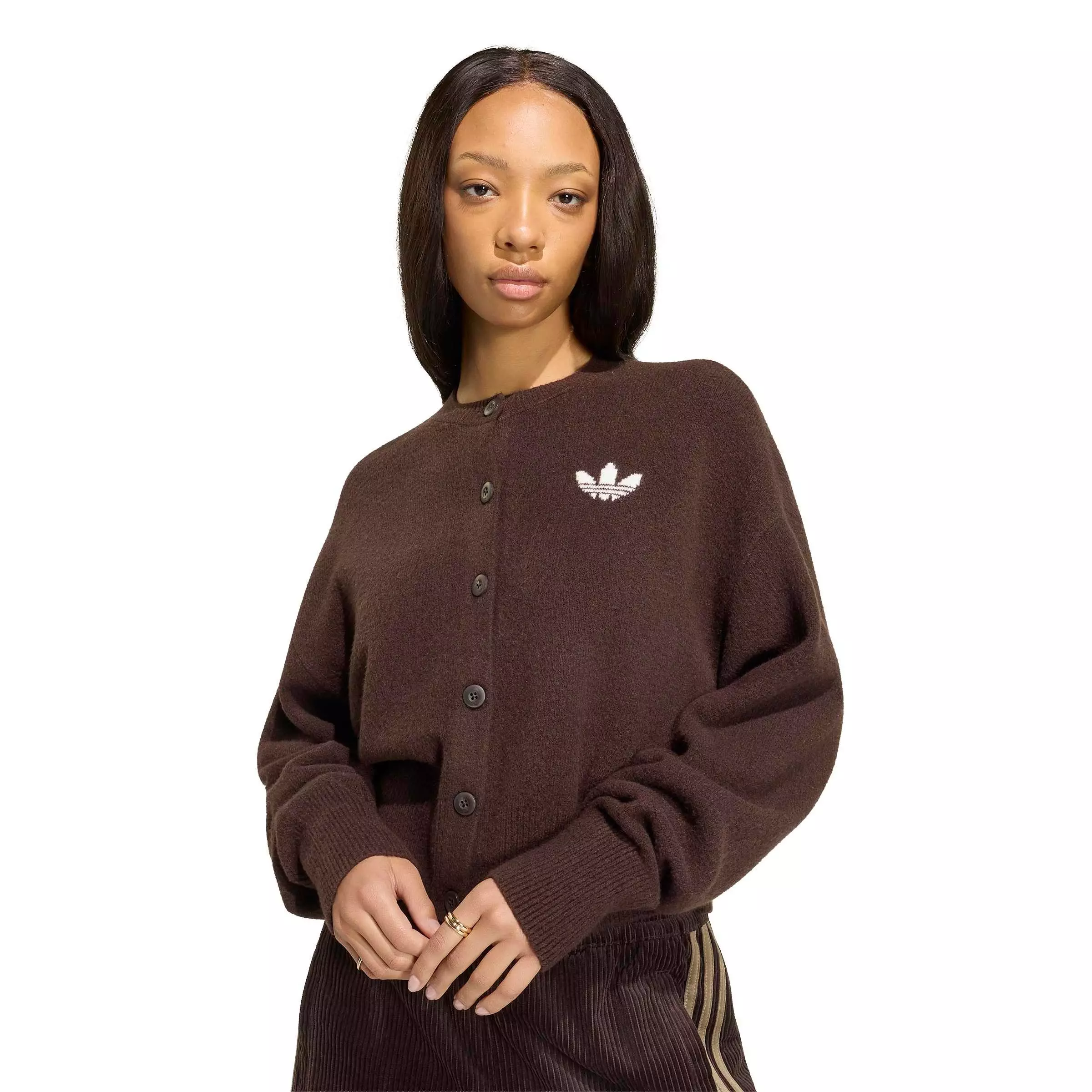 adidas Originals Women's Essentials Knit Cardigan - DK BROWN