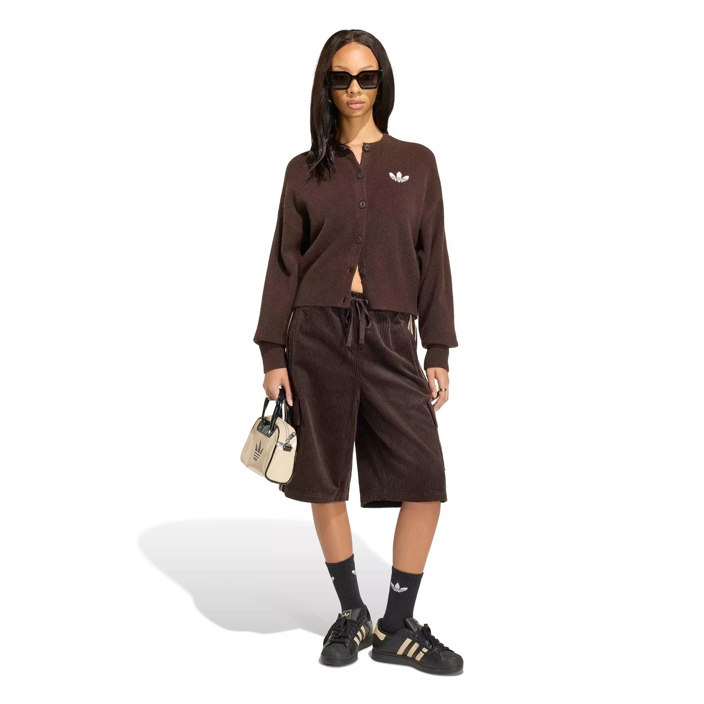 adidas Originals Women's Essentials Knit Cardigan - DK BROWN