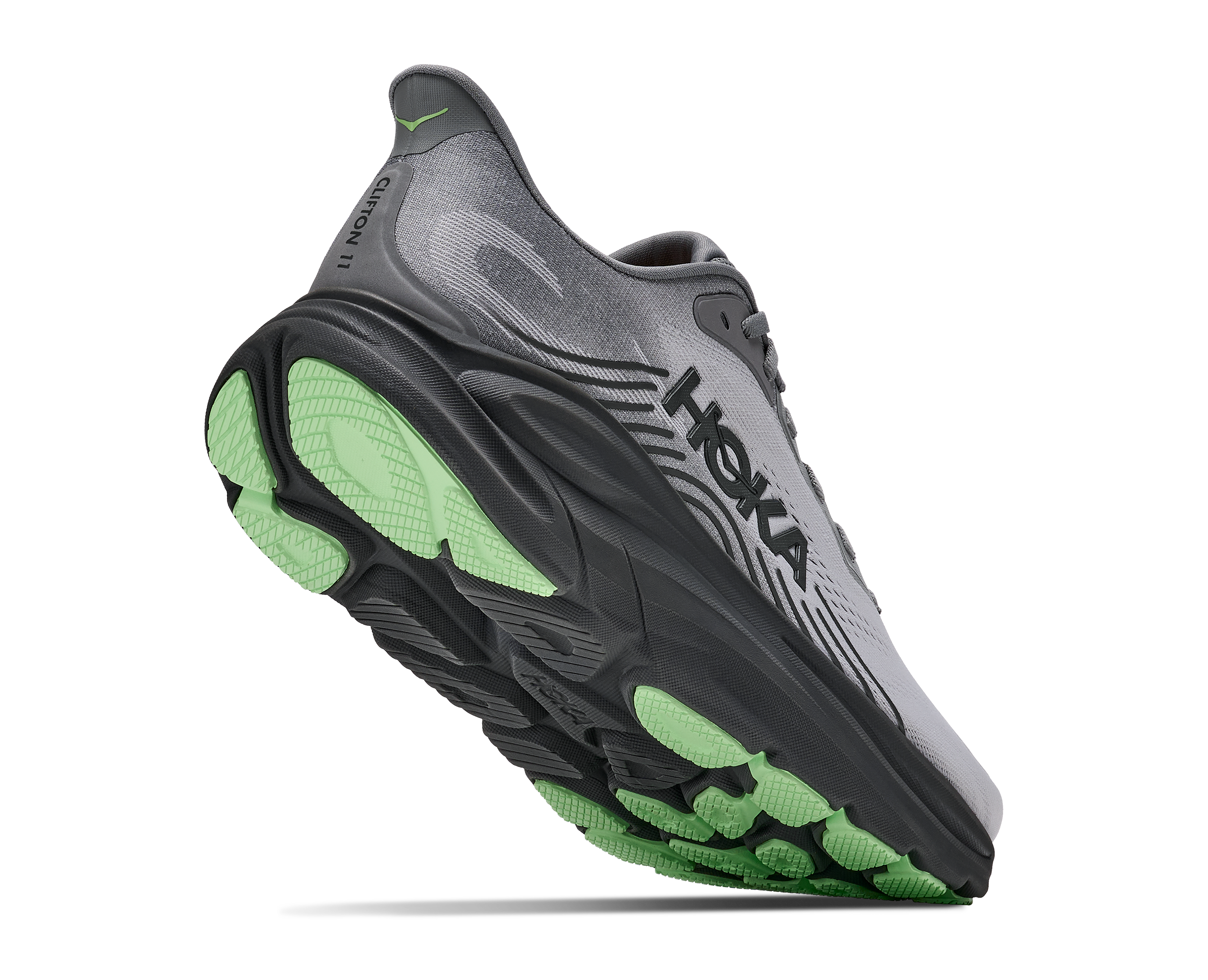Hoka Clifton 11 "Grey/Black/Green" Men's Running Shoe - GREY/BLACK/GREEN