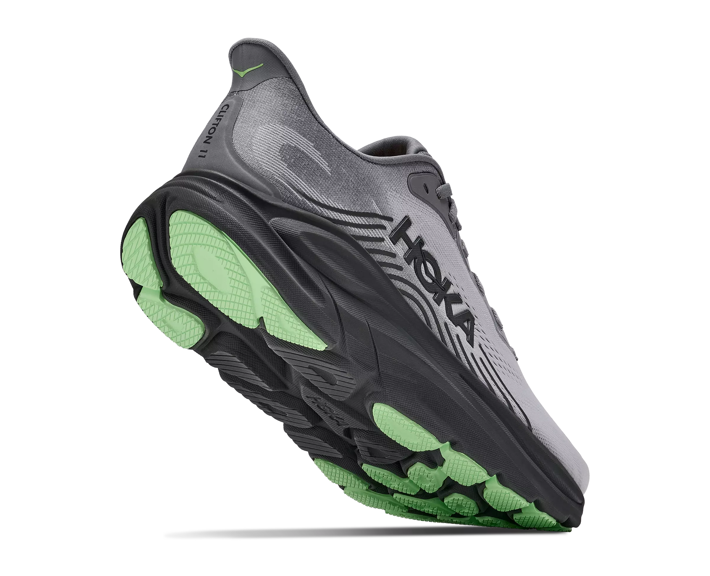 Hoka Clifton 11 "Grey/Black/Green" Men's Running Shoe - GREY/BLACK/GREEN