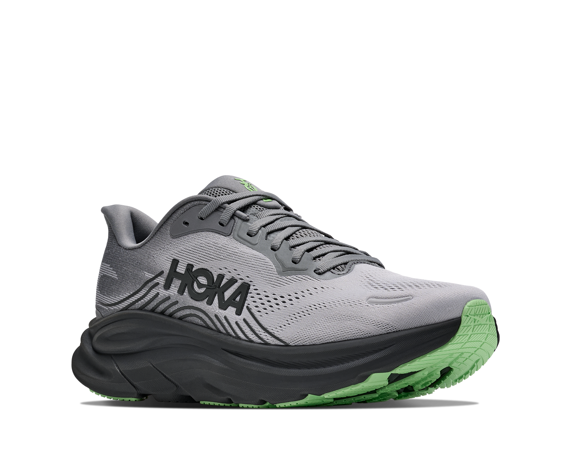 Hoka Clifton 11 "Grey/Black/Green" Men's Running Shoe - GREY/BLACK/GREEN