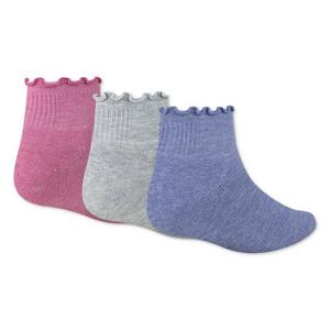 Jordan Big Girls' Lettuce Edge 3-Pack Ankle Socks
