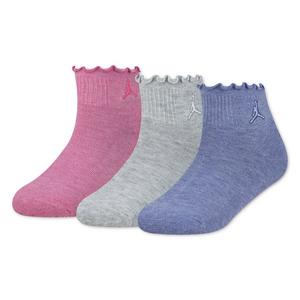 Jordan Big Girls' Lettuce Edge 3-Pack Ankle Socks