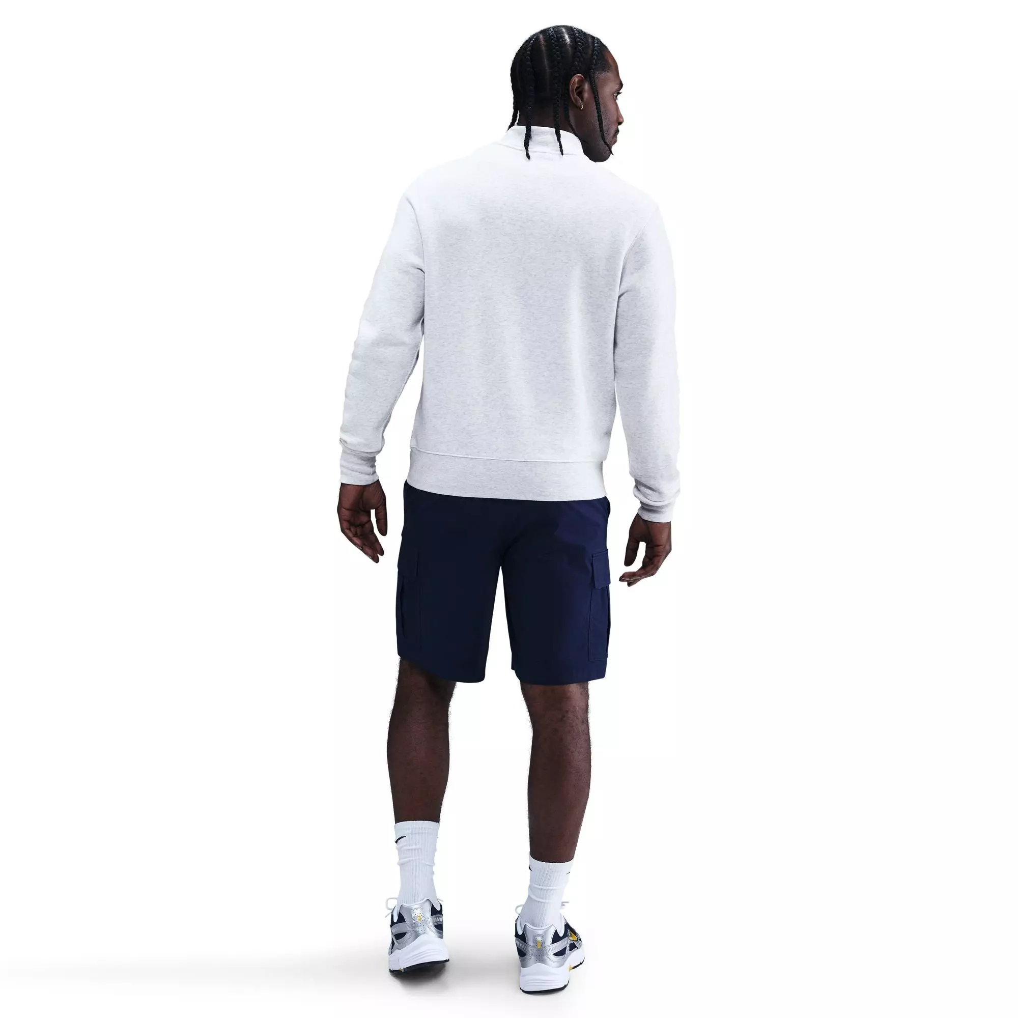 Nike Men's Sportswear Club 1/2-Zip Fleece Top - Grey/White - GREY/WHITE