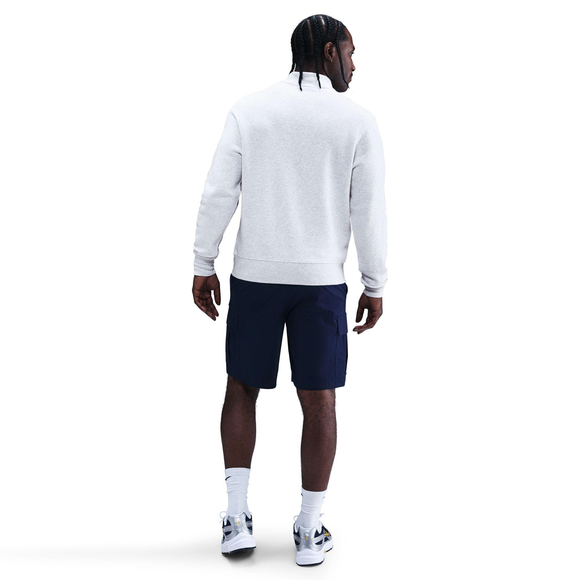 Nike Men's Sportswear Club 1/2-Zip Fleece Top-Grey/White - GREY/WHITE Thumbnail View 2