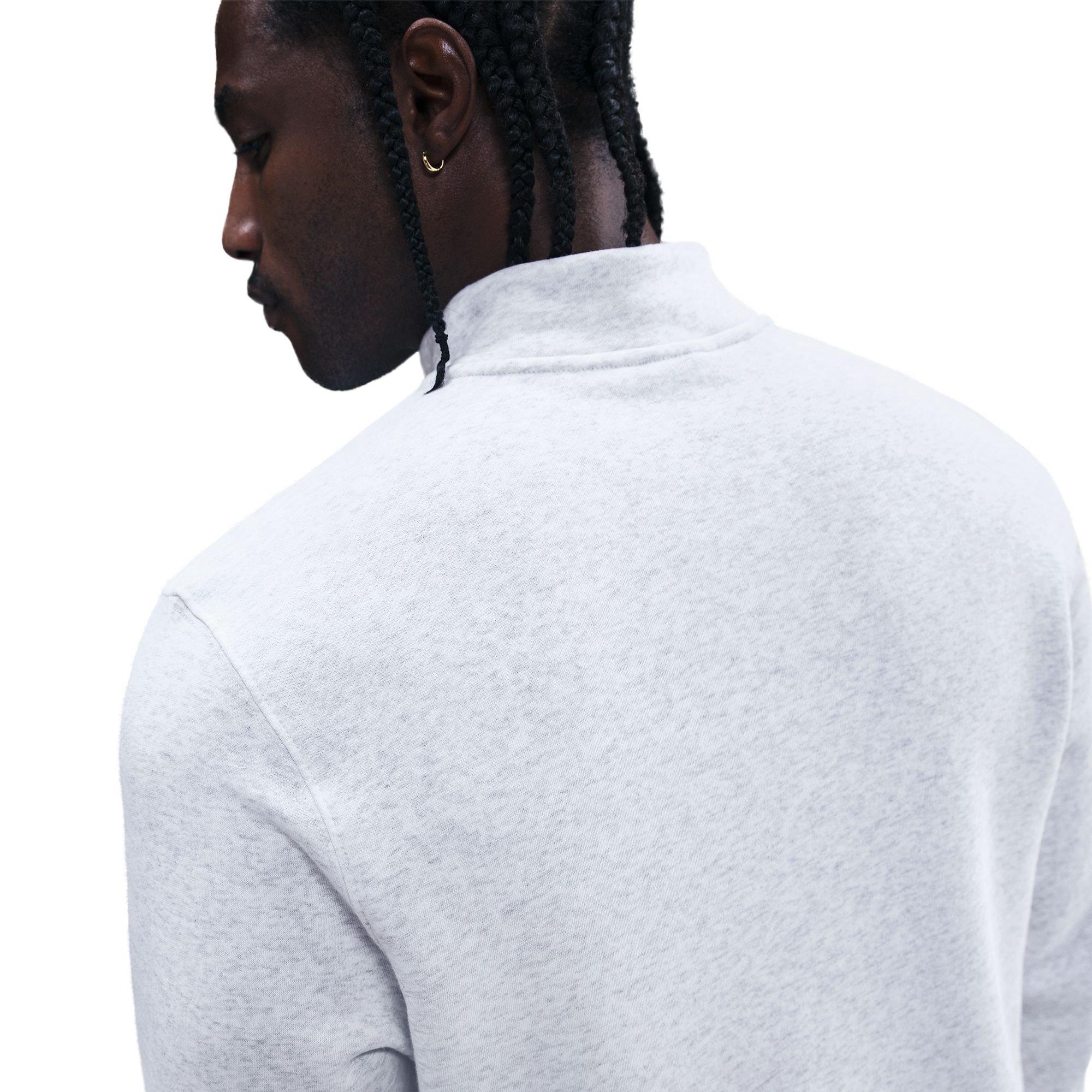 Nike Men's Sportswear Club 1/2-Zip Fleece Top-Grey/White - GREY/WHITE Thumbnail View 4