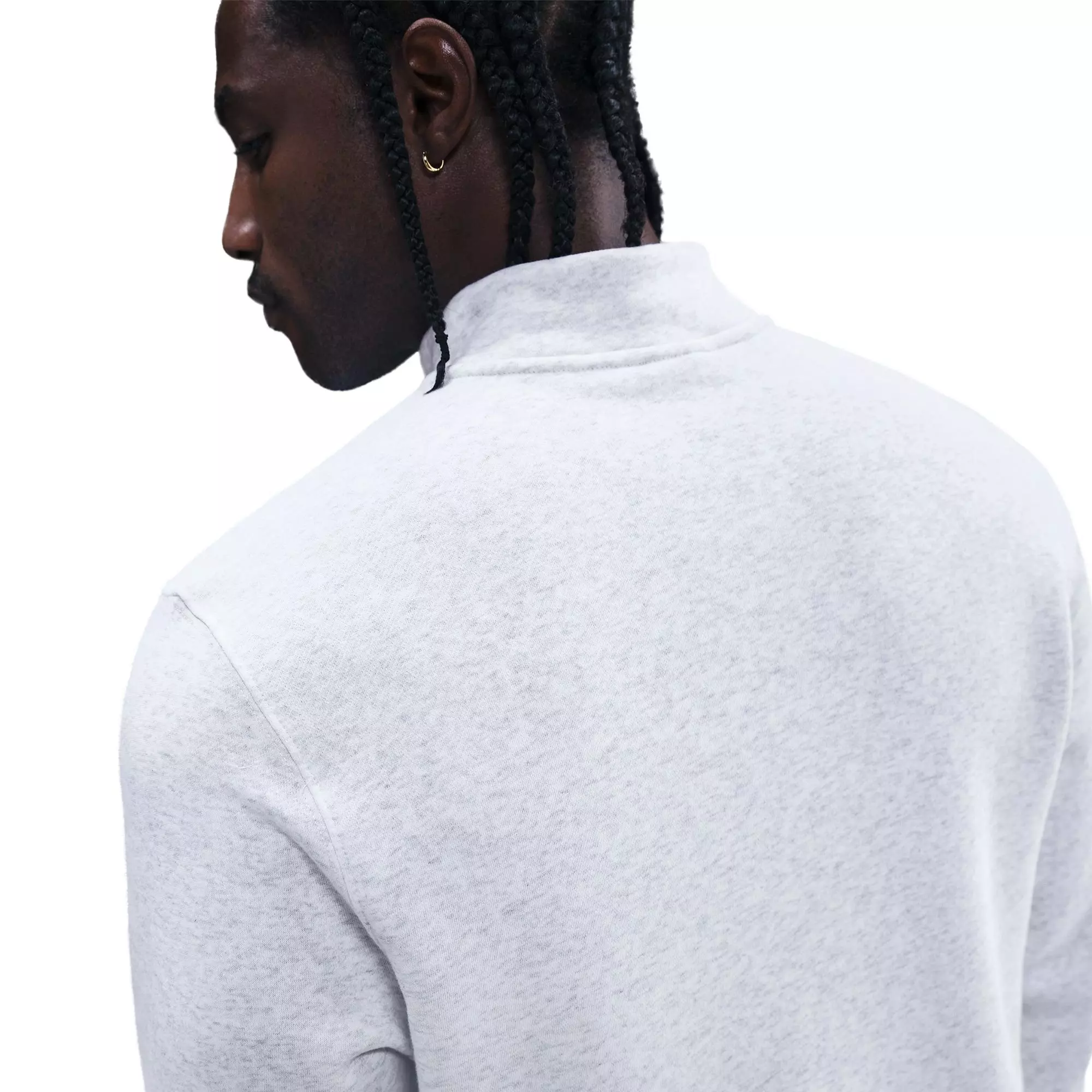 Nike Men's Sportswear Club 1/2-Zip Fleece Top-Grey/White - GREY/WHITE