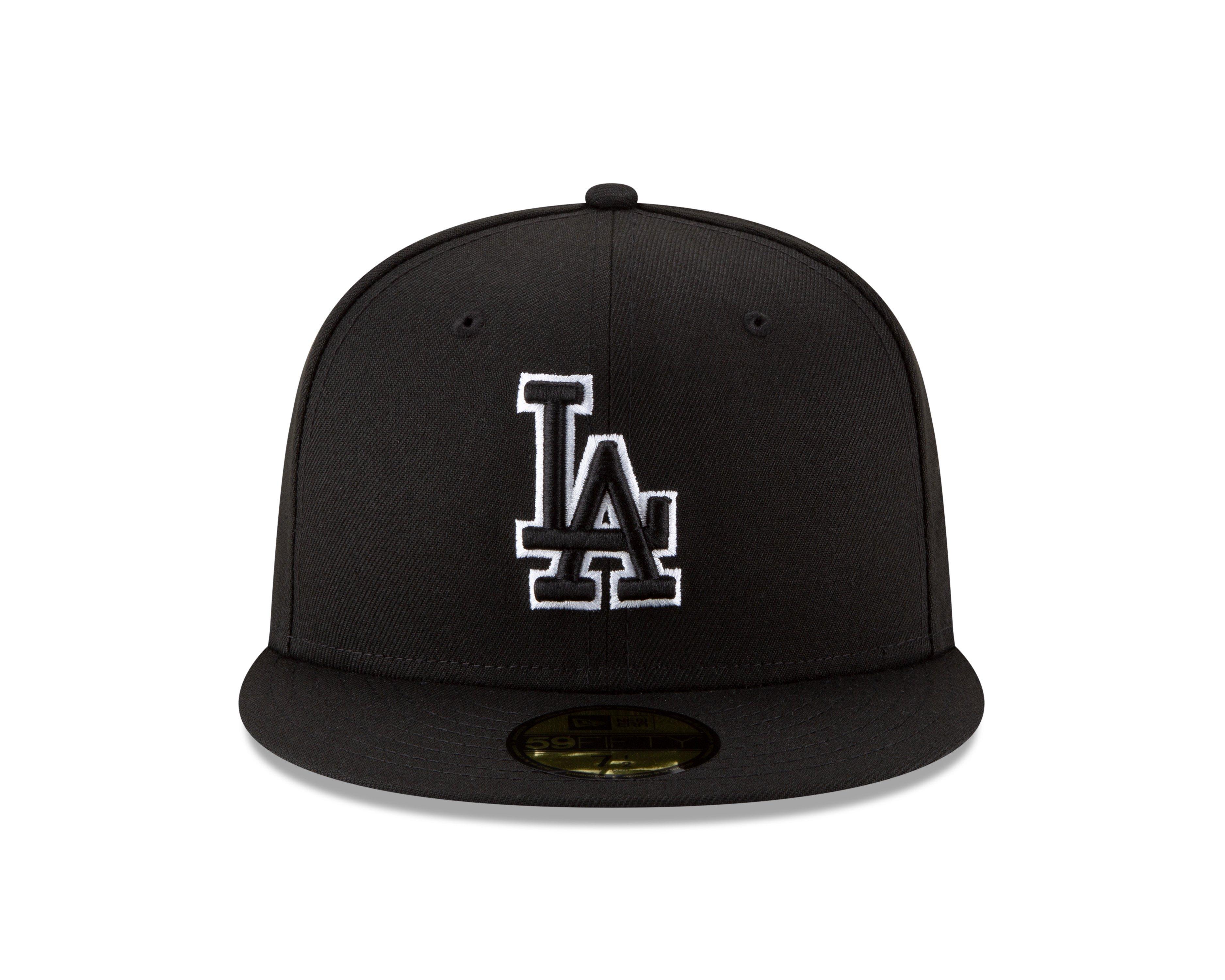 New Era Los Angeles Dodgers 59FIFTY Fresh Pack Fitted Hat-Black/White - BLACK/WHITE Thumbnail View 3