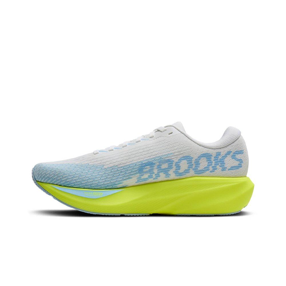 Brooks Ghost Amp "White/Blue/Nightlife" Women's Running Shoe - WHITE/BLUE/YELLOW