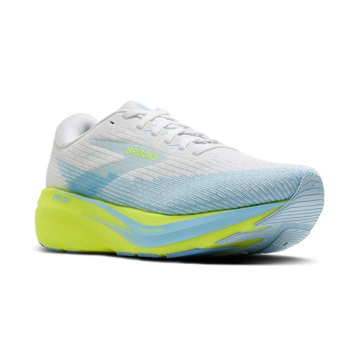 Brooks Ghost Amp "White/Blue/Nightlife" Women's Running Shoe - WHITE/BLUE/YELLOW