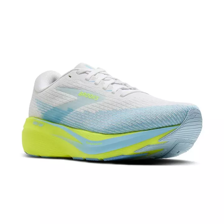 Brooks Ghost Amp "White/Blue/Nightlife" Women's Running Shoe - WHITE/BLUE/YELLOW