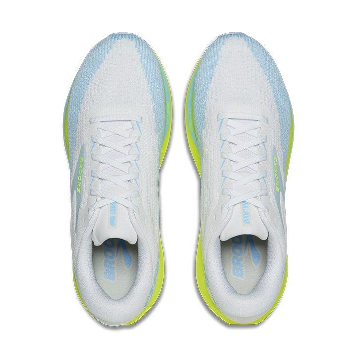 Brooks Ghost Amp "White/Blue/Nightlife" Women's Running Shoe - WHITE/BLUE/YELLOW