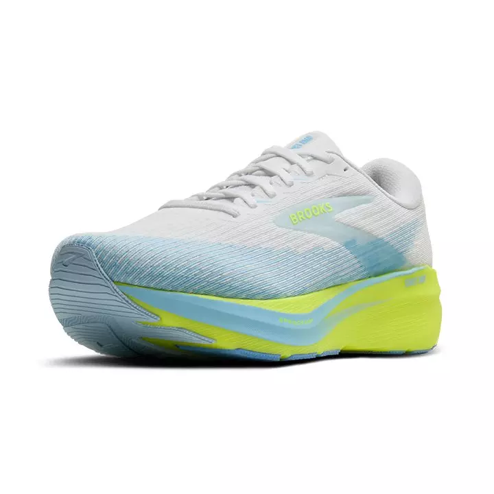 Brooks Ghost Amp "White/Blue/Nightlife" Women's Running Shoe - WHITE/BLUE/YELLOW