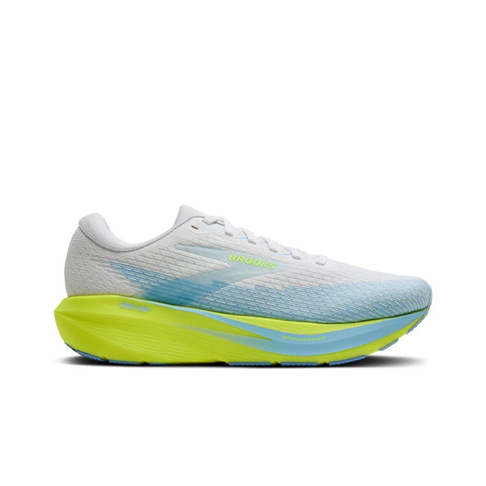 Brooks Ghost Amp "White/Blue/Nightlife" Women's Running Shoe - WHITE/BLUE/YELLOW