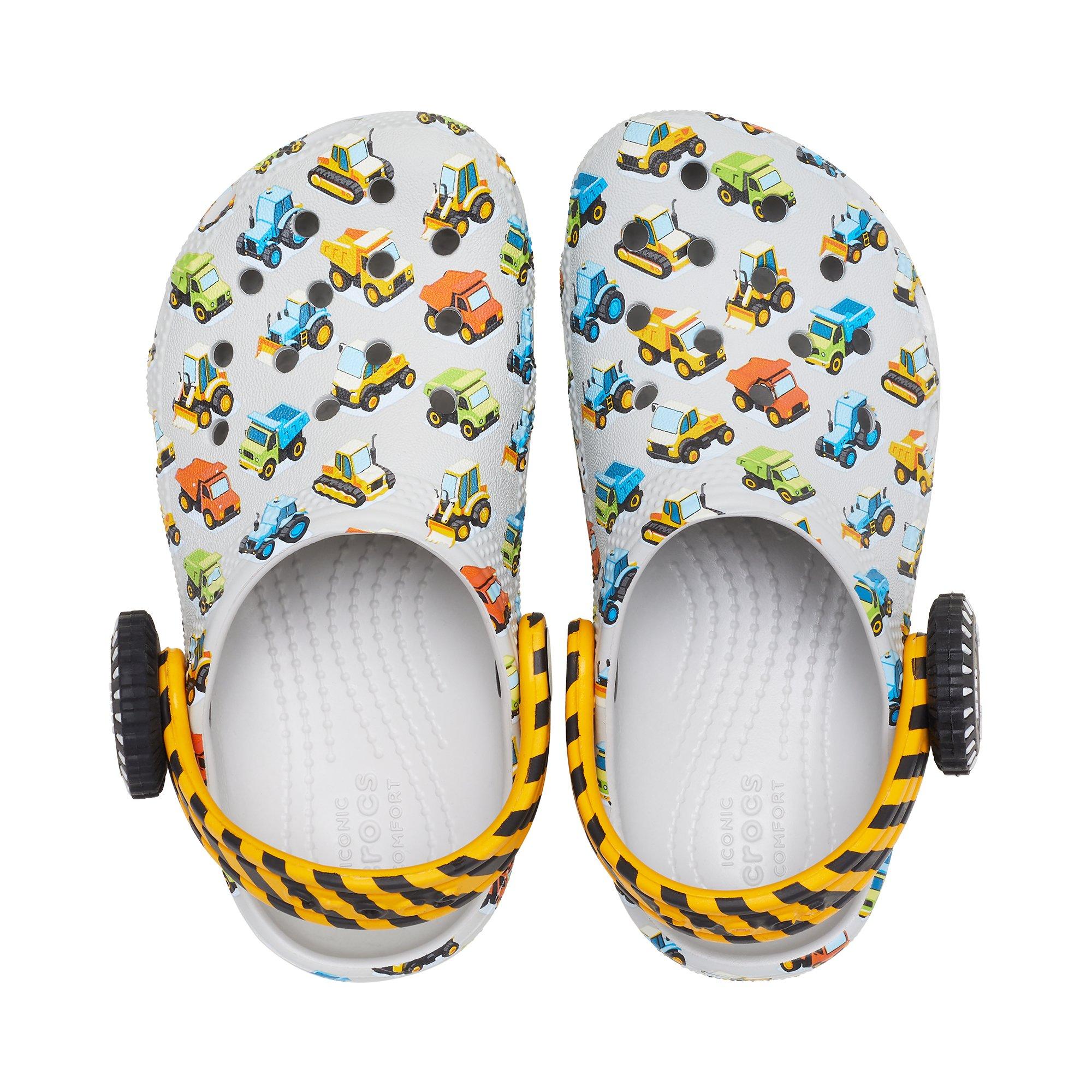 Crocs Classic "Construction Truck" Toddler Boys' Clog - GREY/YELLOW Thumbnail View 3