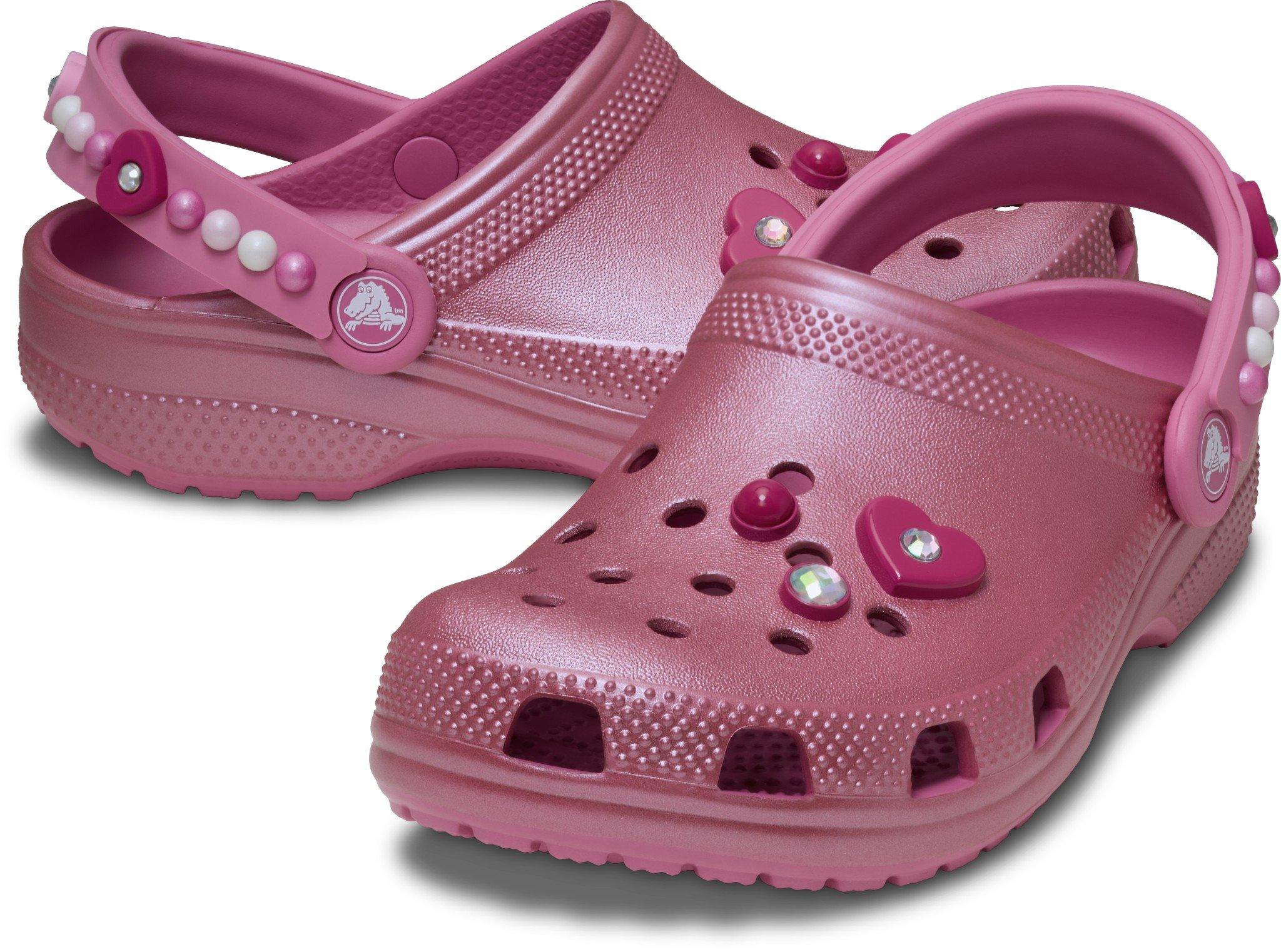 Crocs Classic "Pearls and Hearts Pink" Grade School Girls' Shoe - PINK