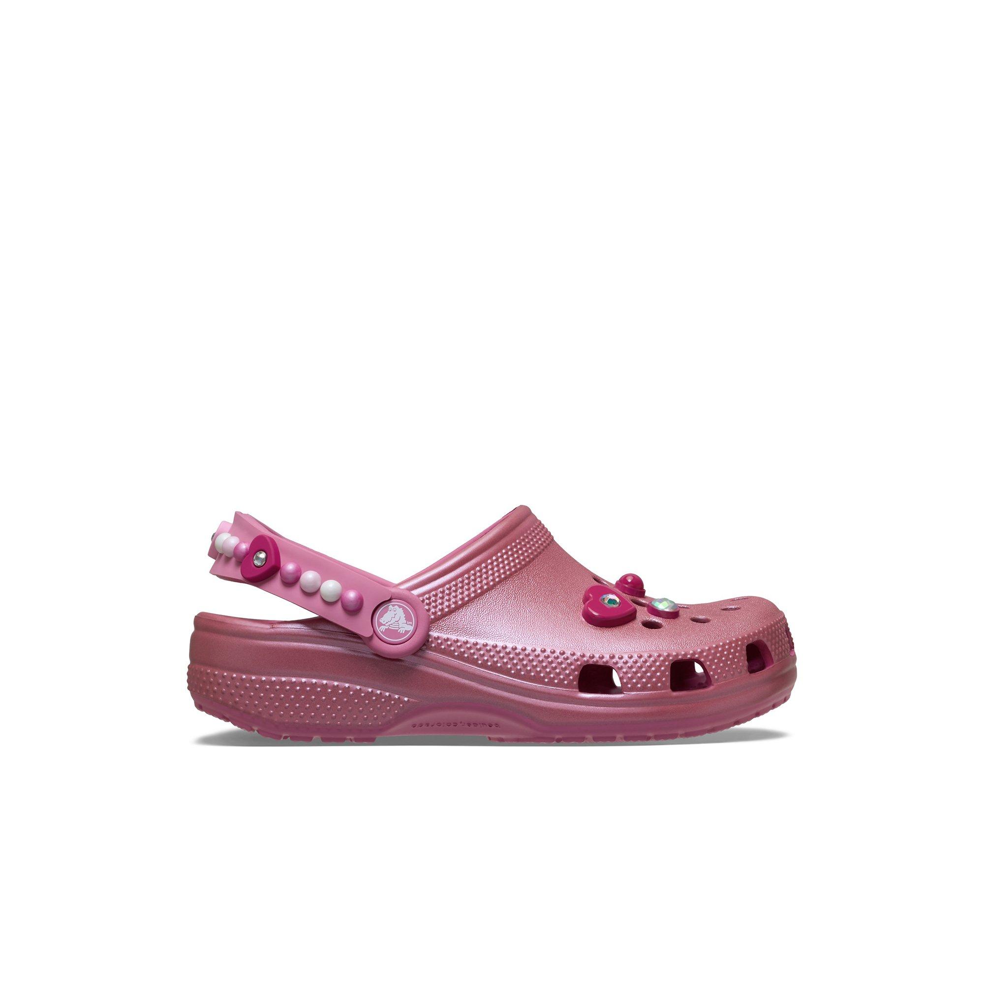 Crocs Classic "Pearls and Hearts Pink" Toddler Girls' Clog - PINK