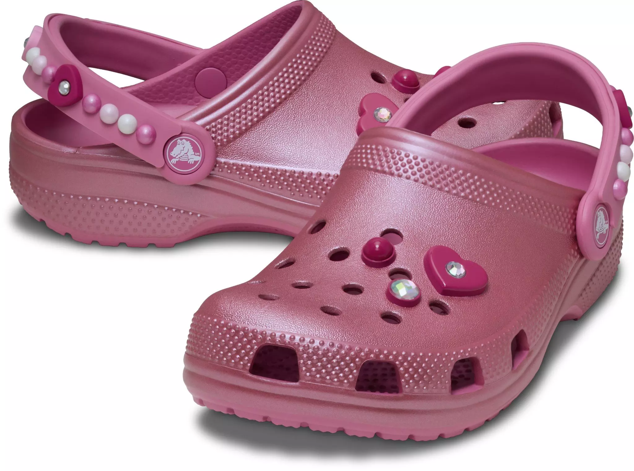 Crocs Classic "Pearls and Hearts Pink" Toddler Girls' Clog - PINK