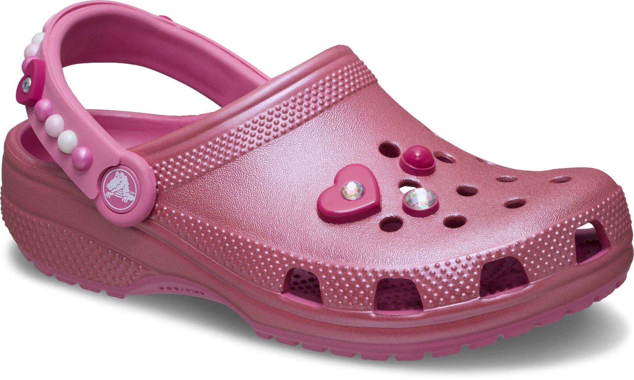 Crocs Classic "Pearls and Hearts Pink" Toddler Girls' Clog - PINK
