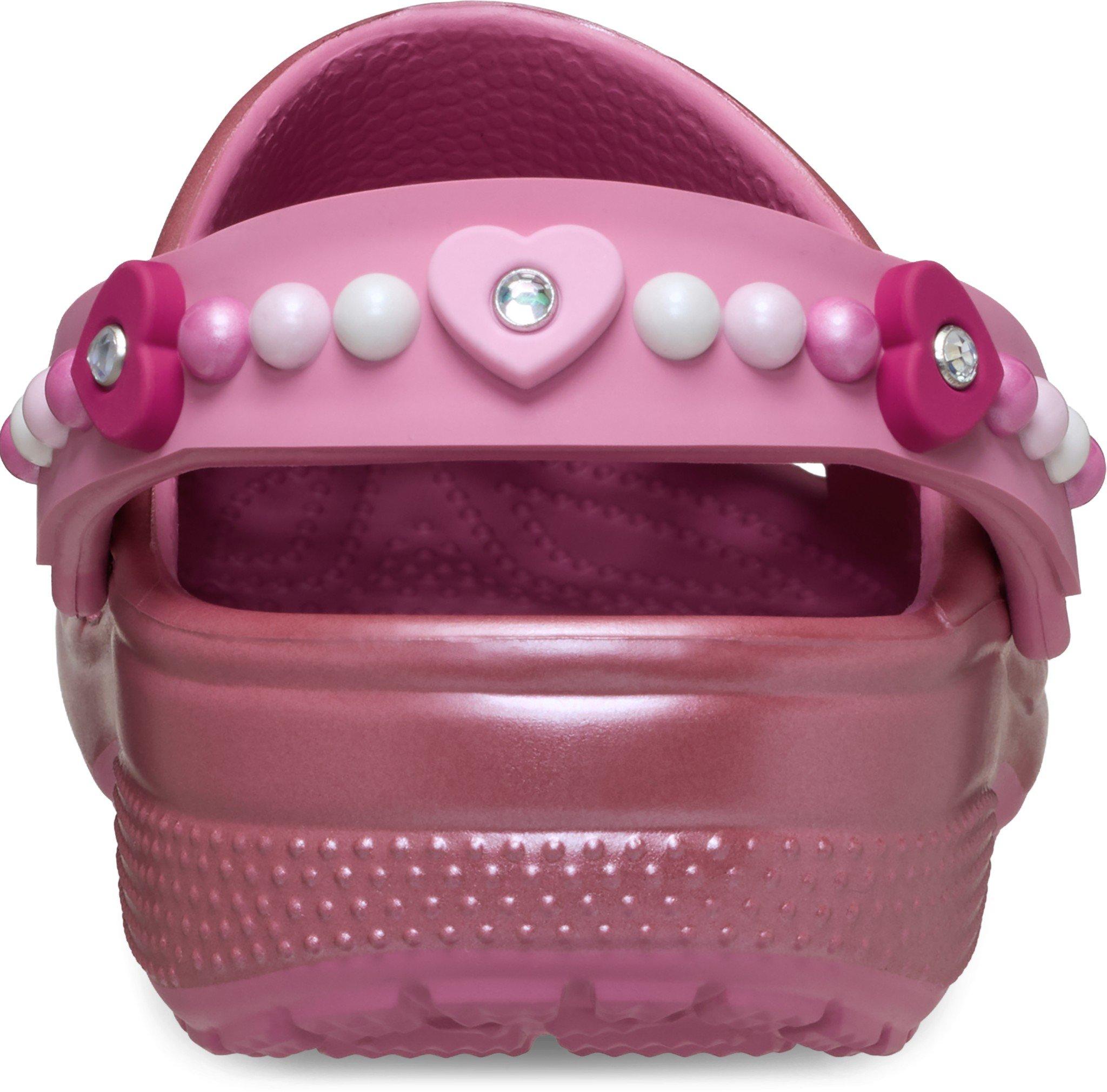 Crocs Classic "Pearls and Hearts Pink" Toddler Girls' Clog - PINK