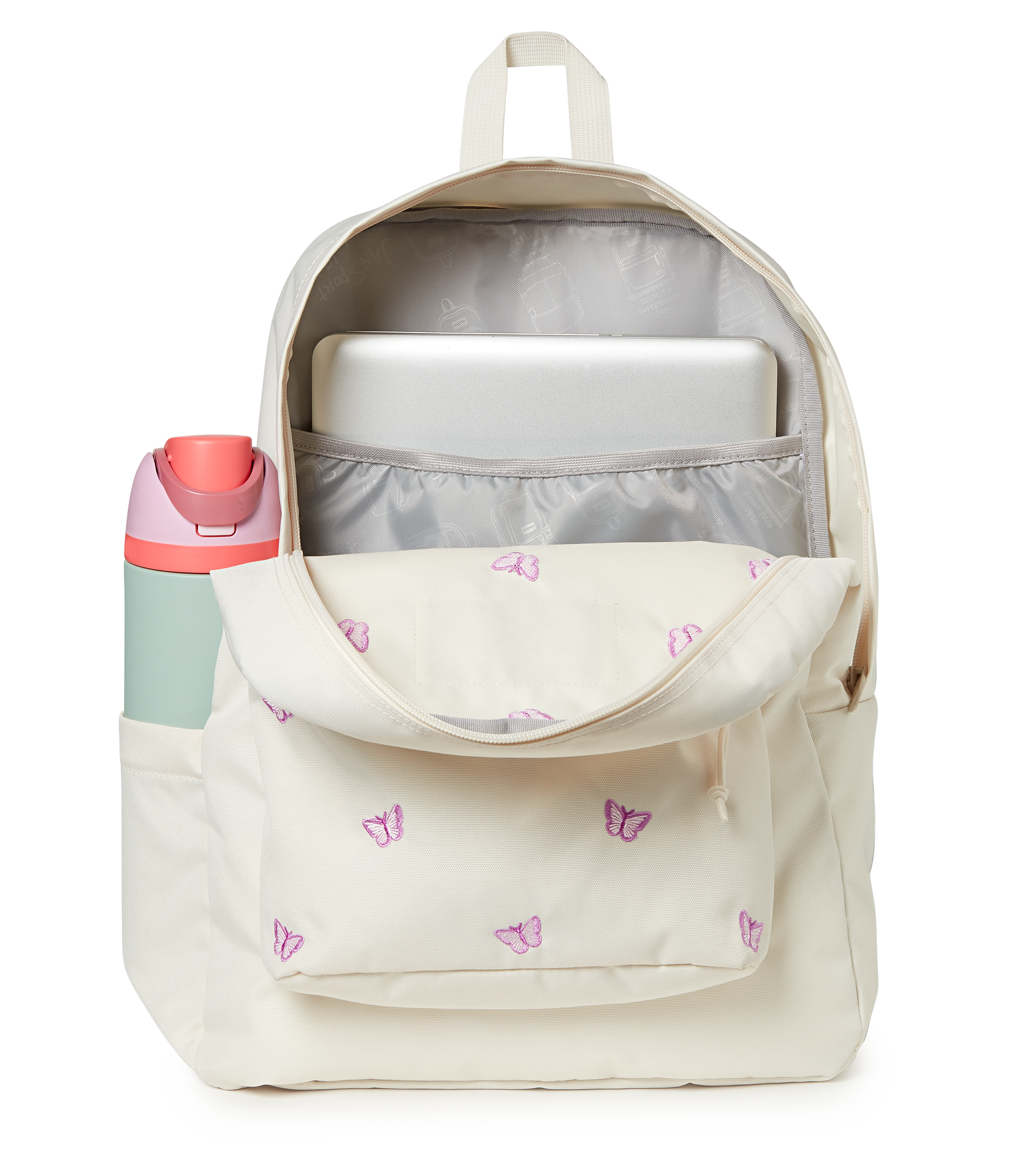 JanSport Superbreak Plus FX Tiny Butterflies Backpack - WHITE