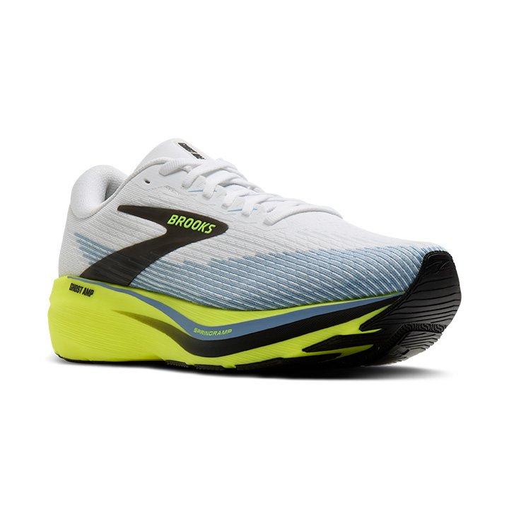 Brooks Ghost Amp "White/Blue/Yellow" Men's Running Shoe - WHITE/BLUE/YELLOW