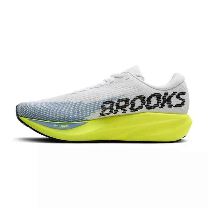 Brooks Ghost Amp "White/Blue/Yellow" Men's Running Shoe - WHITE/BLUE/YELLOW