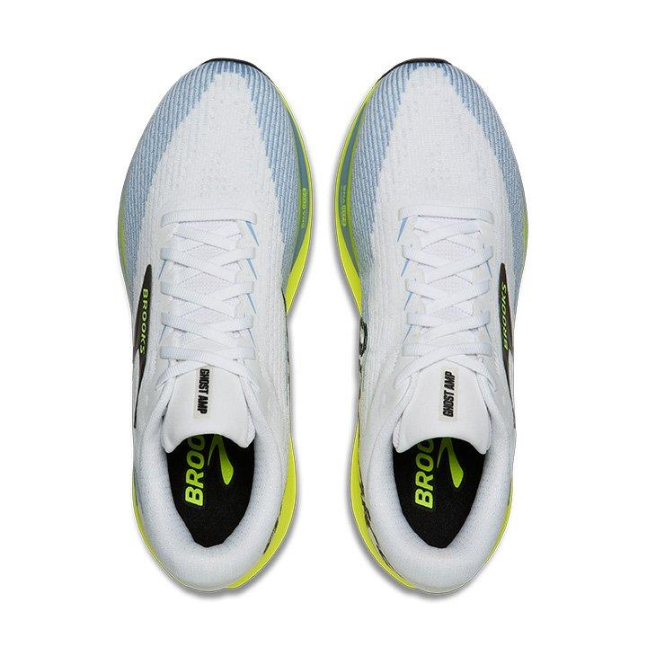 Brooks Ghost Amp "White/Blue/Yellow" Men's Running Shoe - WHITE/BLUE/YELLOW