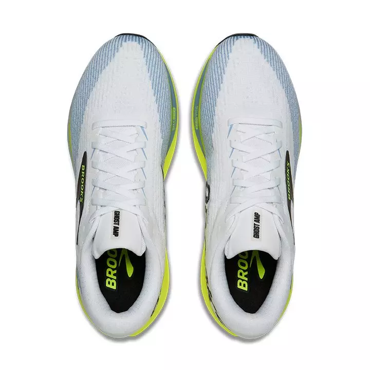 Brooks Ghost Amp "White/Blue/Yellow" Men's Running Shoe - WHITE/BLUE/YELLOW