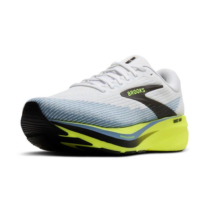 Brooks Ghost Amp "White/Blue/Yellow" Men's Running Shoe - WHITE/BLUE/YELLOW