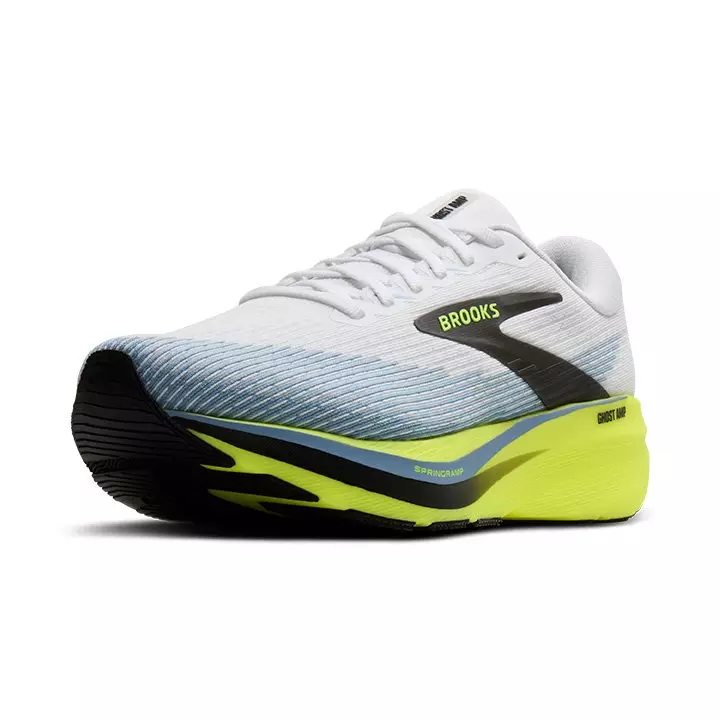 Brooks Ghost Amp "White/Blue/Yellow" Men's Running Shoe - WHITE/BLUE/YELLOW