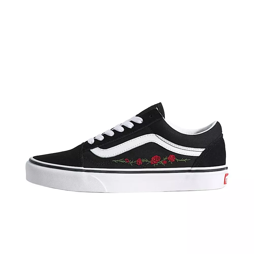 Vans Old Skool Embroidered Rose "Black/Red" Men's Shoe - BLACK/RED