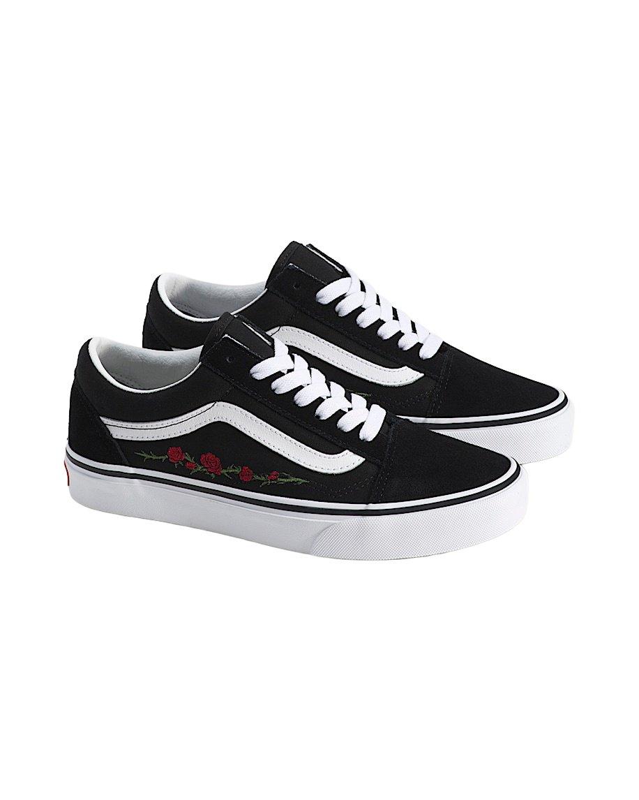 Vans Old Skool Embroidered Rose "Black/Red" Men's Shoe - BLACK/RED