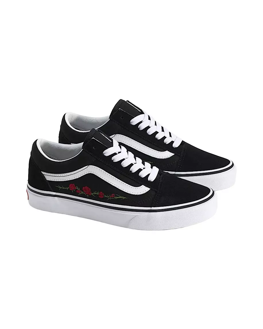 Vans Old Skool Embroidered Rose "Black/Red" Men's Shoe - BLACK/RED
