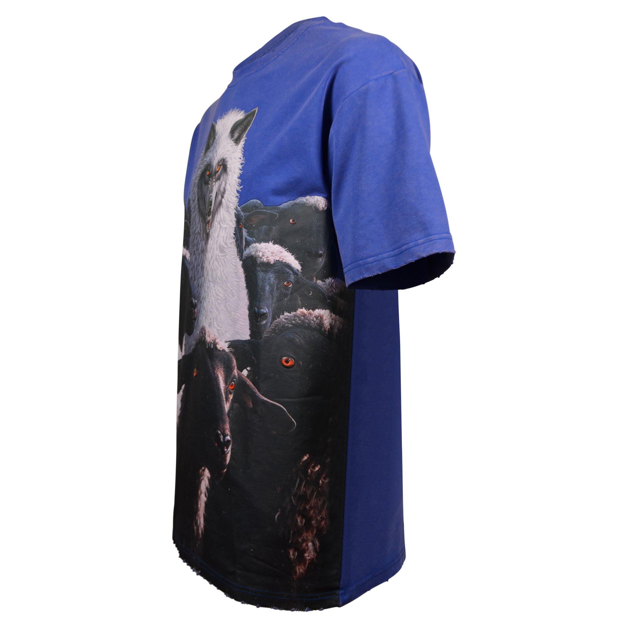 Streetz Iz Watchin Men's Wolves Among Sheep Tee - Blue - BLUE Thumbnail View 3