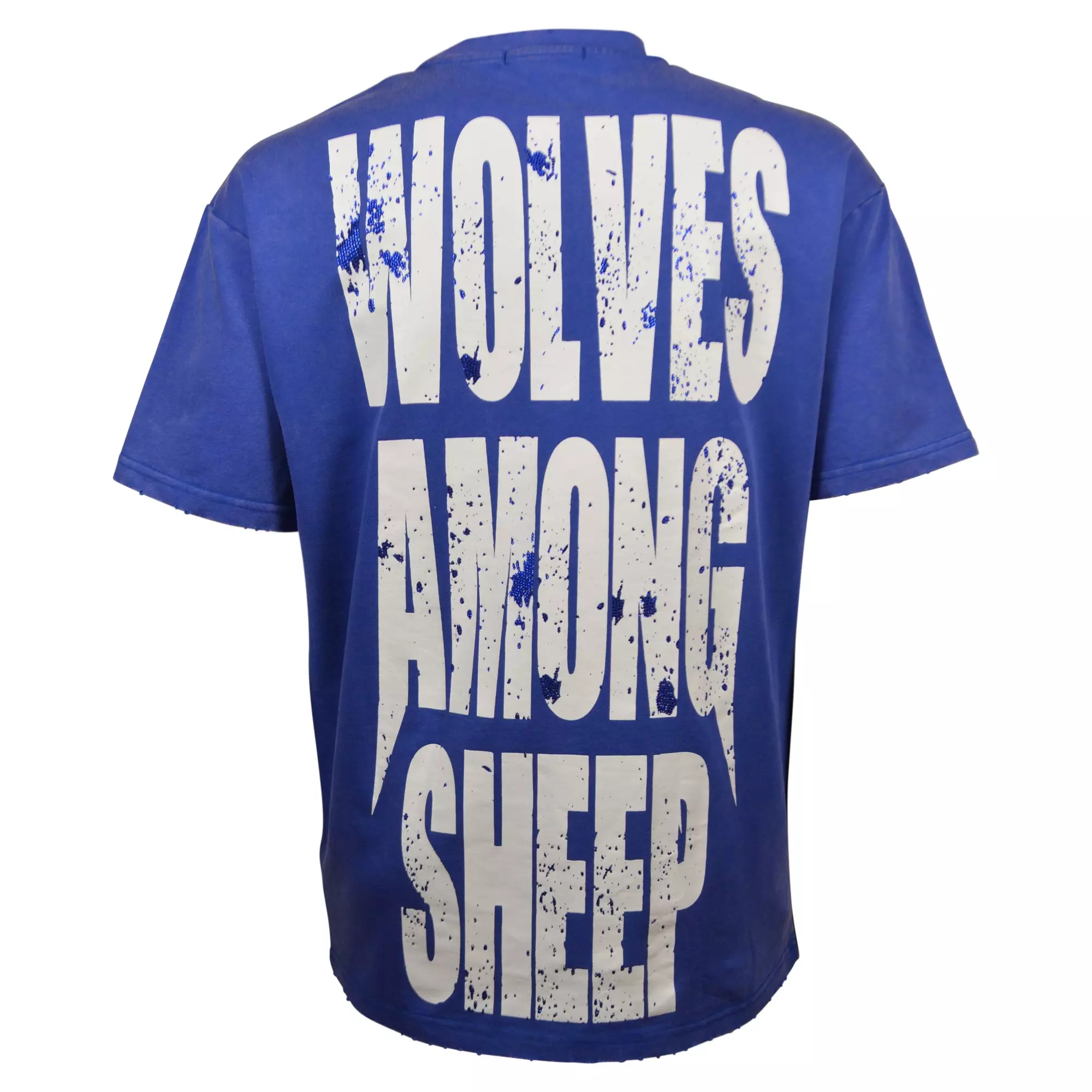 Streetz Iz Watchin Men's Wolves Among Sheep Tee - Blue - BLUE