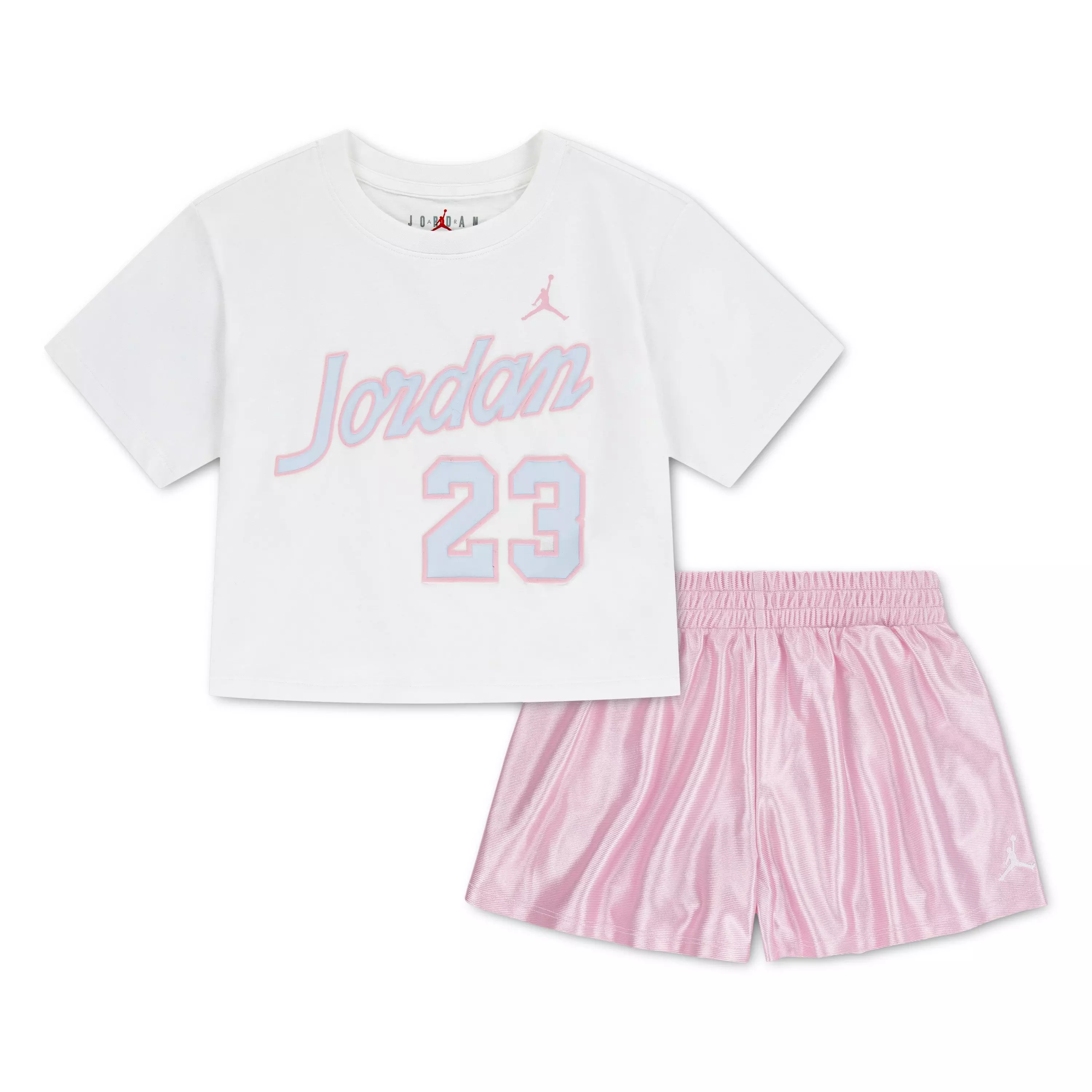 Jordan Little Girls' Durasheen Short Set - PINK/PURPLE