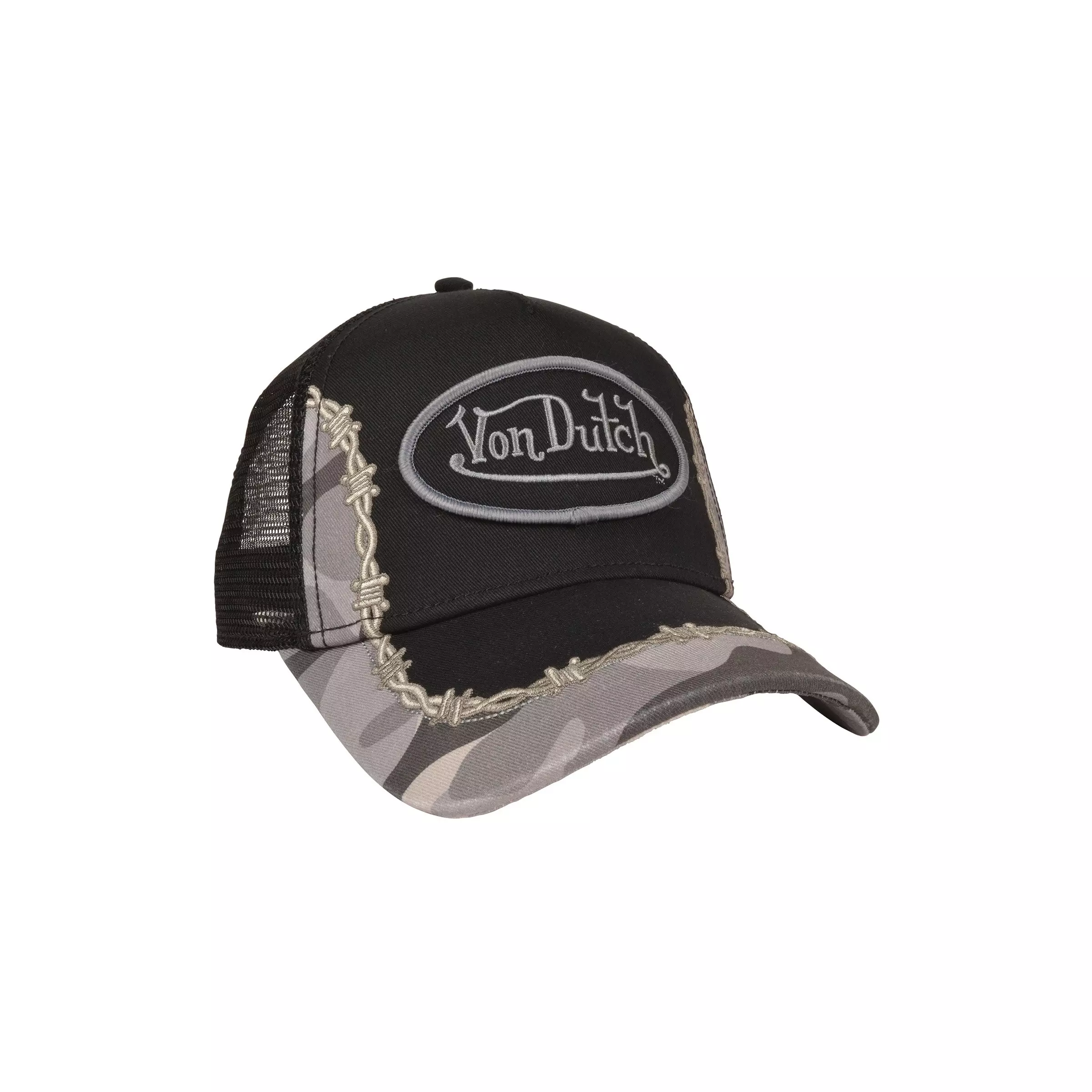Von Dutch Ironbarb Trucker Hat-Black - BLACK/GREY