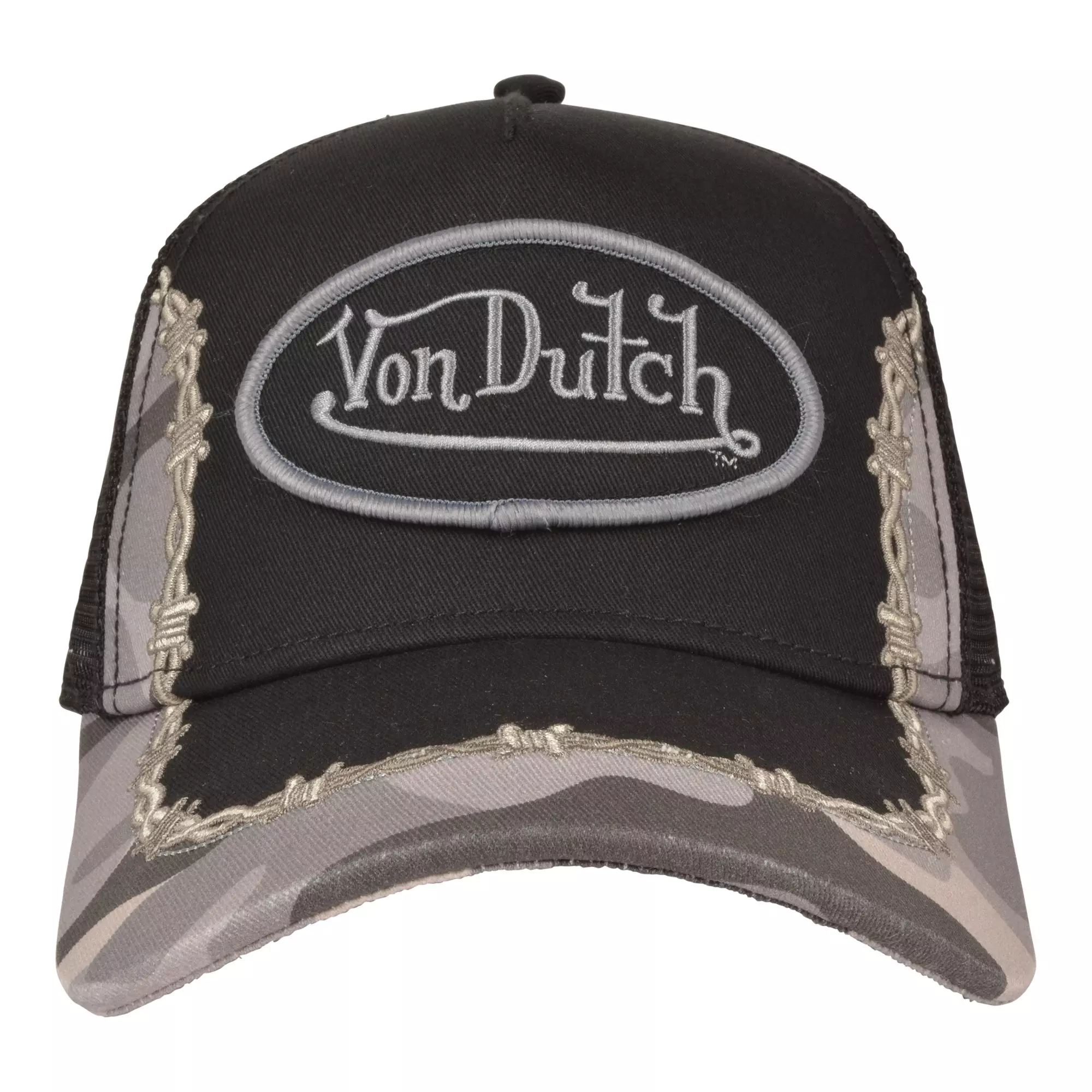 Von Dutch Ironbarb Trucker Hat-Black - BLACK/GREY